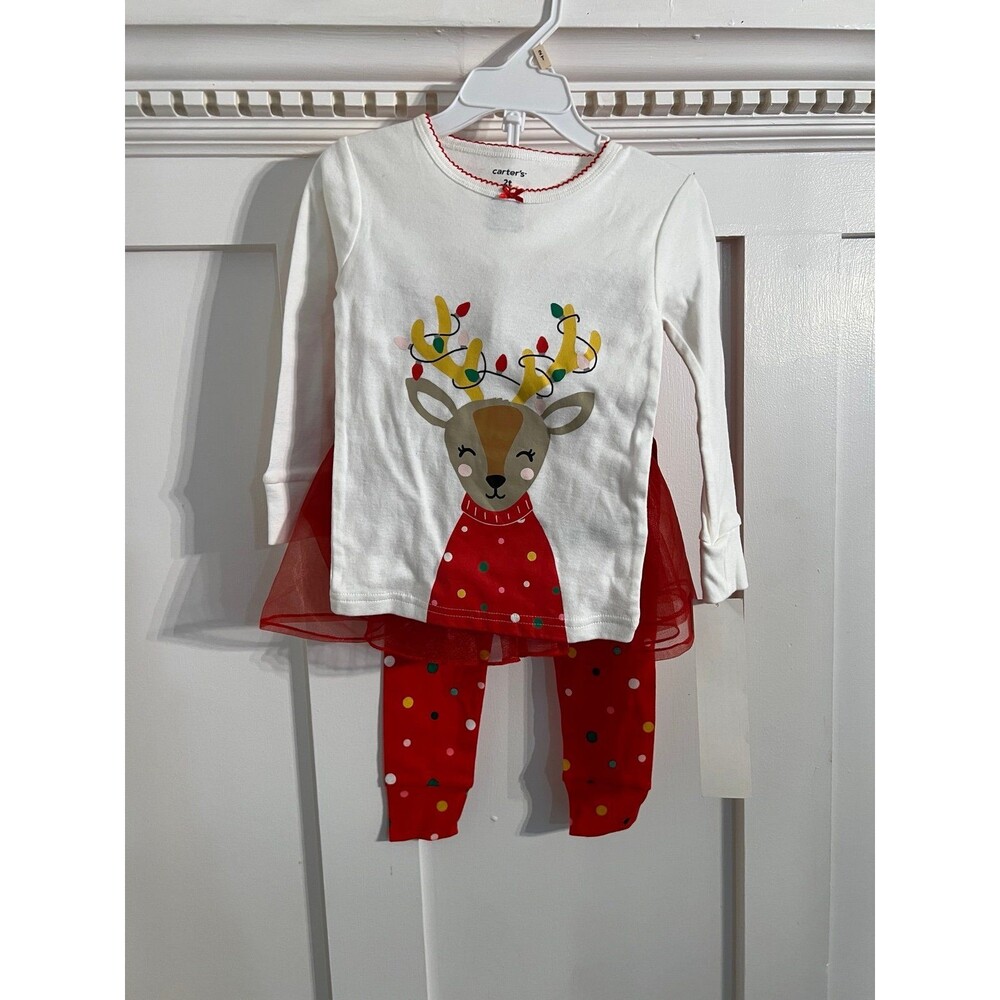 Carter's Toddler Girls Christmas Reindeer Tulle Top and Pants Set 2T NWT Holiday
